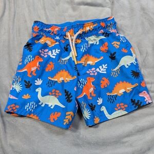 Cat & Jack Blue Dinosaur Print Swim Trunks